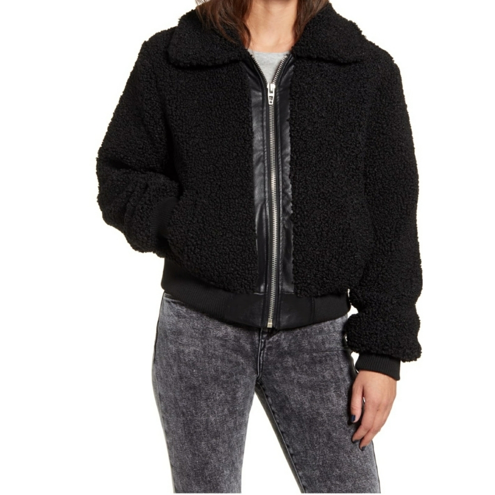 Faux Shearling Bomber Jacket NWT - Picture 3 of 6